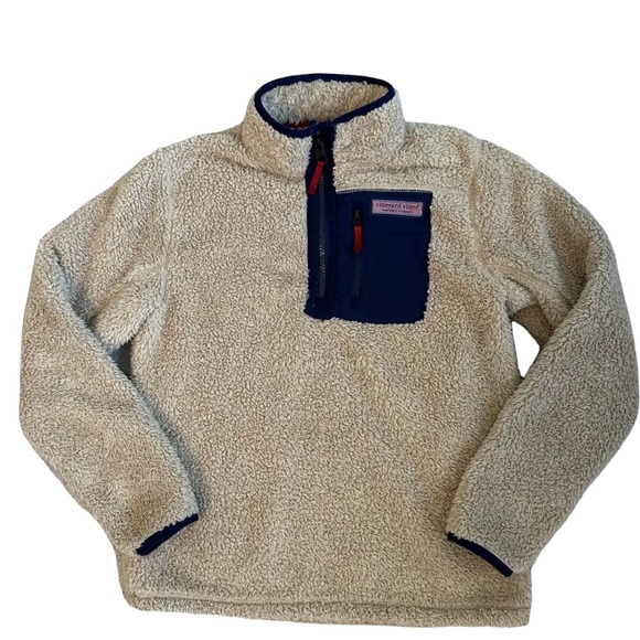 Vineyard Vines Other - Vineyard Vines Cream and Navy Sherpa Pullover